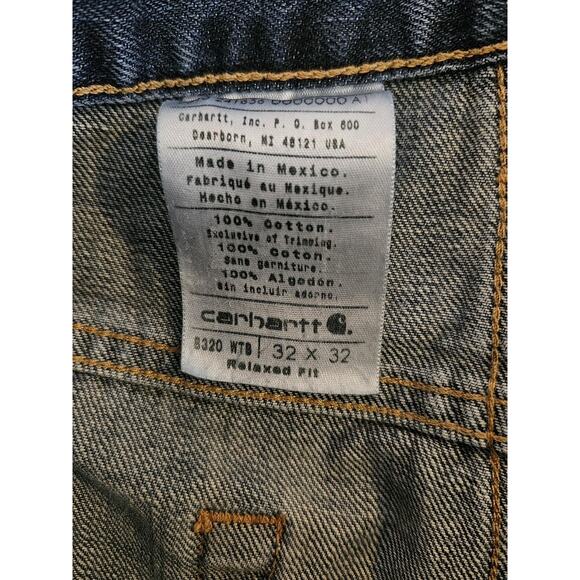 Carhartt Relaxed Fit Straight Leg Jeans Men’s 32x32 Blue Denim Work Pants 3920 - Picture 5 of 5